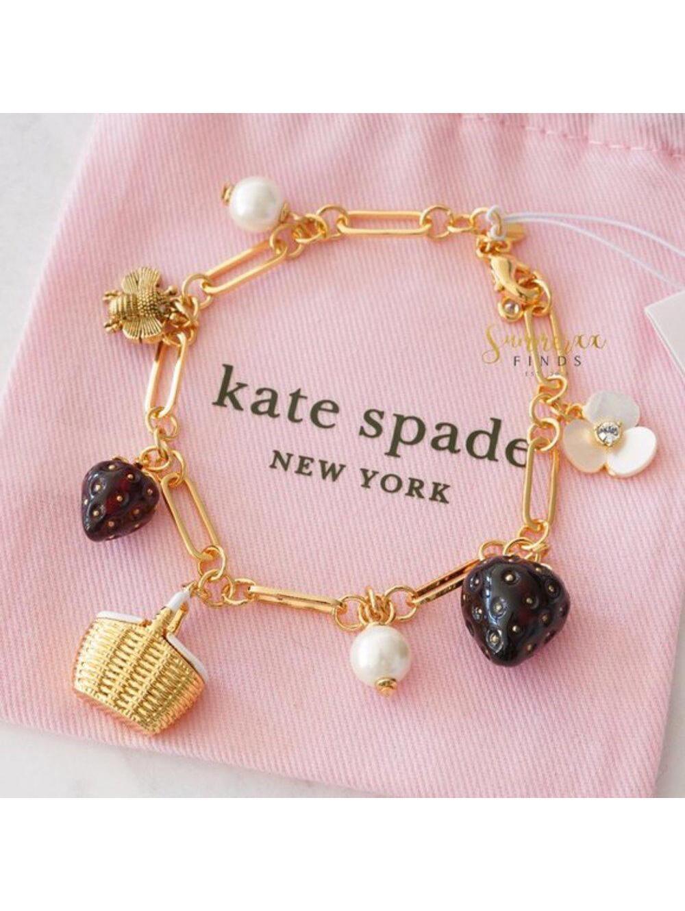 Kate Spade Picnic Perfect Charm Bracelet Strawberry Basket Bee Flower NWT